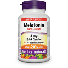 Load image into Gallery viewer, Webber Naturals Melatonin Extra Strength 5 mg Quick Dissolve - 144 sublingual tablets