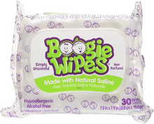 Load image into Gallery viewer, Boogie Wipes Gentle Saline Wipes, Simply Unscented - 30 wipes