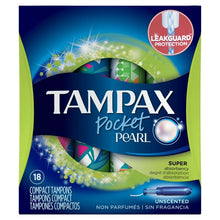 Load image into Gallery viewer, Tampax Pocket Pearl Super Absorbency Tampons, Unscented - 18 tampons