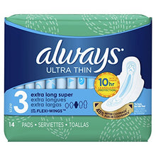 Load image into Gallery viewer, Always Ultra Thin Size 3 Extra Long Super Pads with Wings,  Unscented - 14 Pads