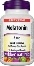 Load image into Gallery viewer, Webber Naturals Melatonin 3 mg Quick Dissolve - 90 sublingual tablets