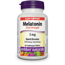Load image into Gallery viewer, Webber Naturals Melatonin Extra Strength 5 mg Quick Dissolve - 60 sublingual tablets