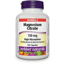 Load image into Gallery viewer, Webber Naturals Magnesium Citrate High Absorption 150 mg - 120 capsules