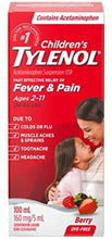 Load image into Gallery viewer, Tylenol Children's Acetaminophen Suspension Dye-Free Liquid, Berry Flavour - 100ml, 160mg/5ml