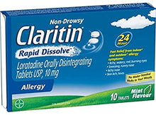 Load image into Gallery viewer, Claritin Non-Drowsy Rapid Dissolve for Allergy, Mint Flavour - 10 tablets