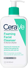 Load image into Gallery viewer, Cerave Foaming Facial Cleanser For Normal To Oily Skin, With 3 essential Ceramides, Niacinamide And Hyaluronic Acid, Oil Control - 355 mL