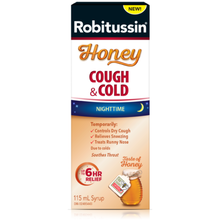 Load image into Gallery viewer, Robitussin Nighttime Cough & Congestion Syrup, Honey Flavour - 230 ml