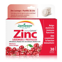 Load image into Gallery viewer, Jamieson Zinc Lozenges with Echinacea, Vitamins C & D, Wild Cherry - 30 lozenges