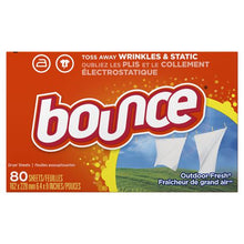 Load image into Gallery viewer, Bounce Fabric Softener Dryer Sheets, Outdoor Fresh - 80 sheets