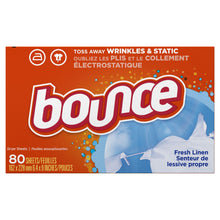 Load image into Gallery viewer, Bounce Fabric Softener Dryer Sheets, Fresh Linen - 80 sheets