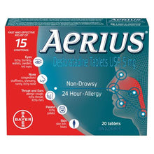 Load image into Gallery viewer, Aerius Non-Drowsy 24-Hour Allergy Relief Tablets - 20 tablets