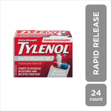Load image into Gallery viewer, Tylenol Extra Strength Rapid Release Acetaminophen - 24 gelcaps x 500 mg each