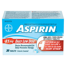 Load image into Gallery viewer, Aspirin Daily Low-Dose 81 mg tablets - 30 tablets
