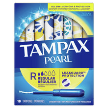 Load image into Gallery viewer, Tampax Pearl Regular Absorbency, Unscented - 18 tampons