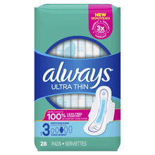 Load image into Gallery viewer, Always Ultra Thin Size 3 Extra Long Super Pads with Wings,  Unscented - 28 Pads