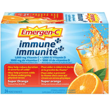 Load image into Gallery viewer, Emergen-C Immune+ 1000 mg Vitamin C + 1000 IU Vitamin D,  Super Orange - 24 packets