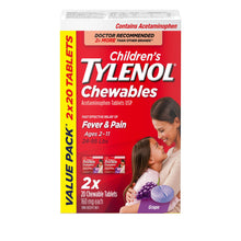 Load image into Gallery viewer, Tylenol Children's Chewables, Grape Flavour - Value Pack 2 x 20 tablets (160 mg each)