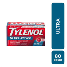 Load image into Gallery viewer, Tylenol Ultra Relief Acetaminophen 500mg plus Caffeine 65mg - 80 eZtabs