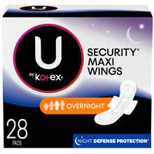 Load image into Gallery viewer, U by Kotex Security Maxi Overnight Pads with Wings - 28 pads