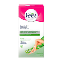 Load image into Gallery viewer, Veet Easy-Gel Wax Strips for Body & Legs, Dry Skin - 40 wax strips, 4 Perfect Finish wipes