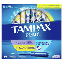 Load image into Gallery viewer, Tampax Pearl DuoPack Tampons, Unscented - 8 light, 26 regular