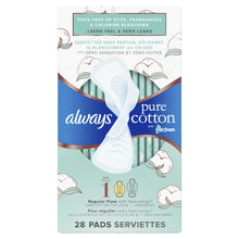 Load image into Gallery viewer, Always Pure Cotton with FlexFoam Size 1 Regular Flow Pads with Wings, Unscented - 28 pads