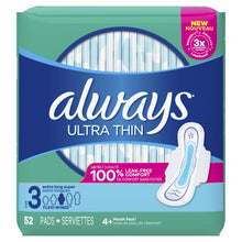 Load image into Gallery viewer, Always Ultra Thin Size 3 Extra Long Super Pads with Wings,  Unscented - 52 Pads