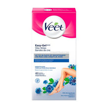 Load image into Gallery viewer, Veet Easy-Gel Wax Strips for Body & Legs, Sensitive Skin - 40 wax strips, 4 Perfect Finish wipes