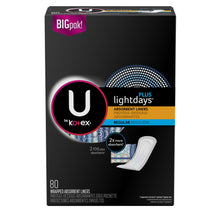 Load image into Gallery viewer, U by Kotex Lightdays Plus, Regular Absorbent Liners, Fragrance-Free - 80 wrapped liners