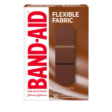 Load image into Gallery viewer, Band-Aid Brand Flexible Fabric Adhesive Bandages, Medium Brown Skin Tone (BR55), Assorted Sizes - 30 bandages