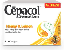 Load image into Gallery viewer, Cepacol Sensations Honey & Lemon Lozenges - 36 lozenges