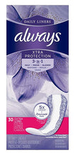Load image into Gallery viewer, Always Daily Liners Xtra Protection 3-in-1 Daily, Period, Bladder, Extra Long - 30 liners