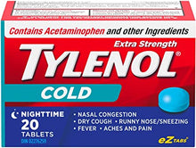 Load image into Gallery viewer, Tylenol Extra Strength Cold Nighttime- 20 eZTabs
