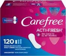 Load image into Gallery viewer, Carefree Acti-Fresh Regular Daily Liners, Unscented - 120 liners