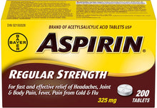 Load image into Gallery viewer, Aspirin Regular Strength - 200 tablets x 325 mg
