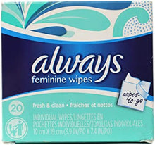 Load image into Gallery viewer, Always Feminine Wipes, Fresh & Clean - 20 wipes