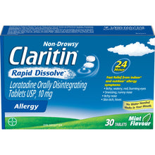 Load image into Gallery viewer, Claritin Non-Drowsy Rapid Dissolve for Allergy, Mint Flavour - 30 tablets