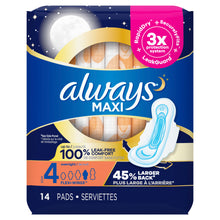 Load image into Gallery viewer, Always Maxi Overnight with Wings Unscented - 14 pads