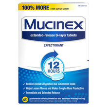Load image into Gallery viewer, Mucinex Expectorant for Chest Congestion - 40 tablets