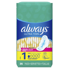 Load image into Gallery viewer, Always Ultra Thin Size 1 Regular Pads with Wings, Unscented - 36 pads