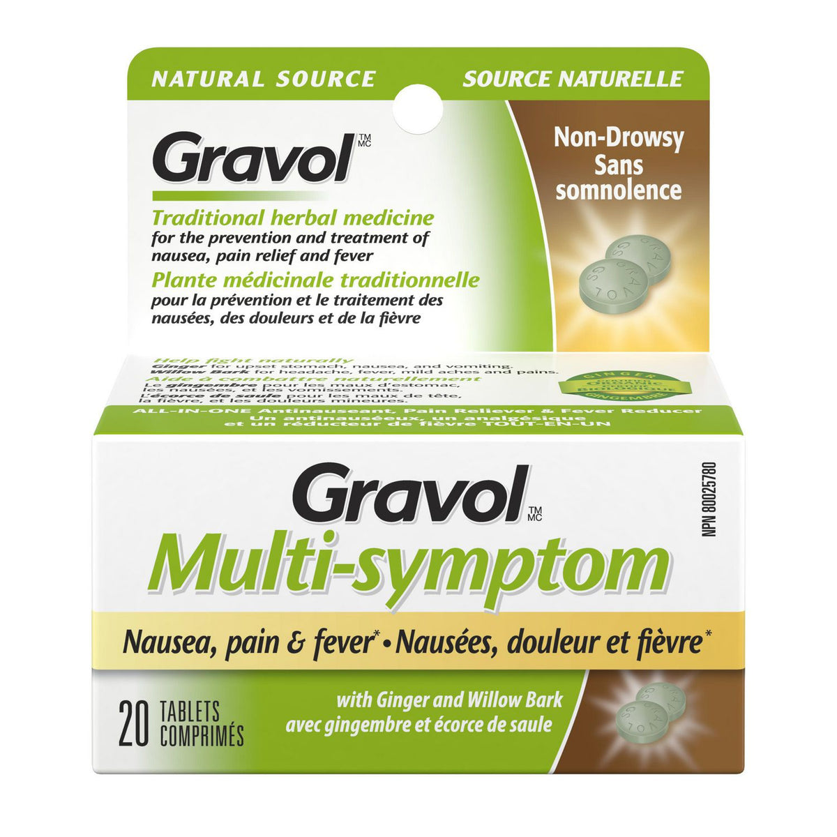 Gravol Ginger MultiSymptom Relief 20 tablets Johnstone IDA Pharmacy
