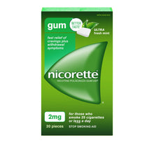 Load image into Gallery viewer, Nicorette Gum, Stop Smoking Aid, For Those Who Smoke 25 Cigarettes or Less A Day, 2mg,Ultra Fresh Mint - 30 pieces