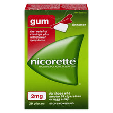 Load image into Gallery viewer, Nicorette Gum, Stop Smoking Aid, For Those Who Smoke 25 Cigarettes or Less A Day, 2mg,Cinnamon - 30 pieces