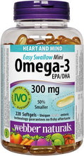 Load image into Gallery viewer, Webber Naturals Easy Swallow Mini Omega-3 EPA/DHA 300 mg - 220 softgels