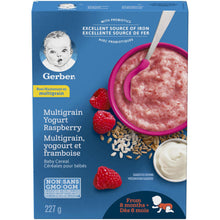 Load image into Gallery viewer, Gerber Stage 3 Baby Cereal (from 8 months) Multigrain Yogurt Raspberry