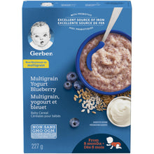 Load image into Gallery viewer, Gerber Stage 3 Baby Cereal (from 8 months) Multigrain Yogurt Blueberry