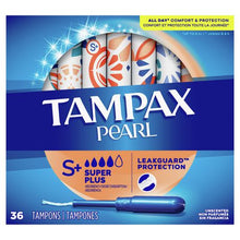 Load image into Gallery viewer, Tampax Pearl Super Plus Absorbency Tampons, Unscented - 36 tampons