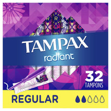 Load image into Gallery viewer, Tampax Radiant Regular Absorbency Tampons, Unscented - 32 tampons