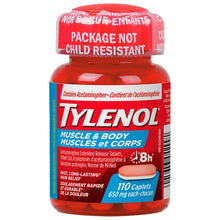 Load image into Gallery viewer, Tylenol Muscle & Body Acetaminophen 650 mg - 110 caplets (in easy-to-open bottle)