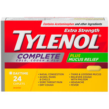 Load image into Gallery viewer, Tylenol Extra Strength Complete Cold, Cough, & Flu Plus Mucus Relief - 24 caplets